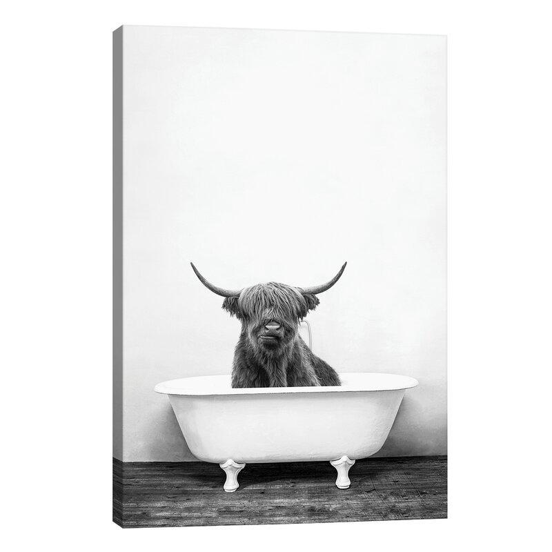 Brambly Cottage Highland Cow in Bathtub by Amy Peterson Wrapped